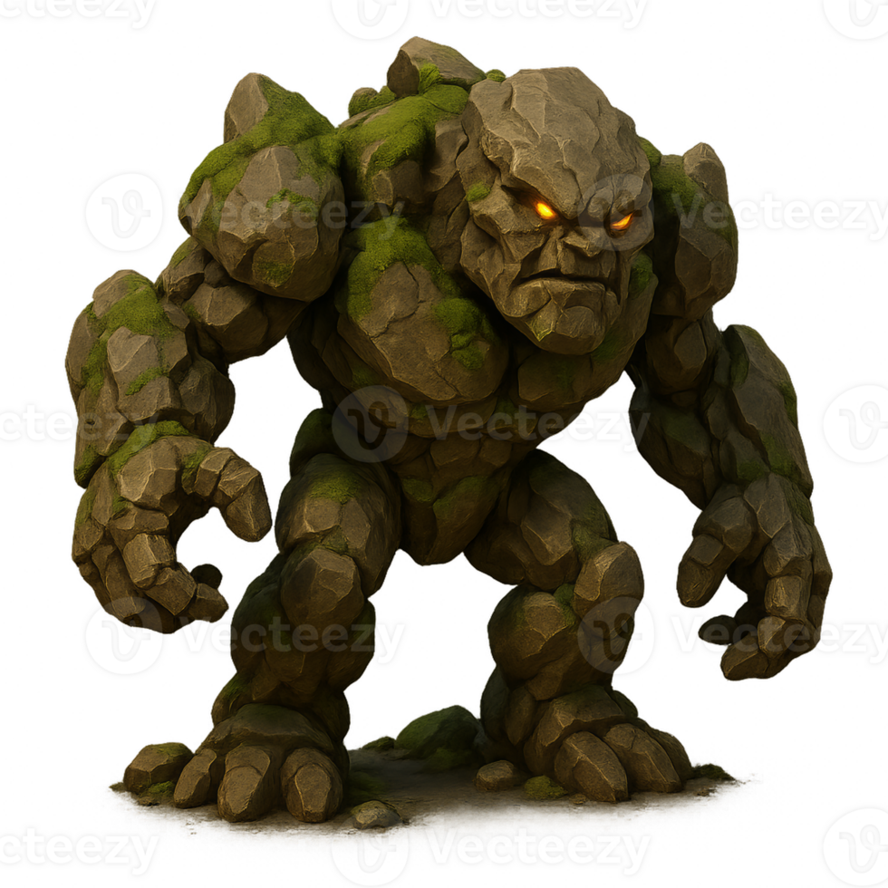 3D Earth Demon Character in a Simple Nature Setting png
