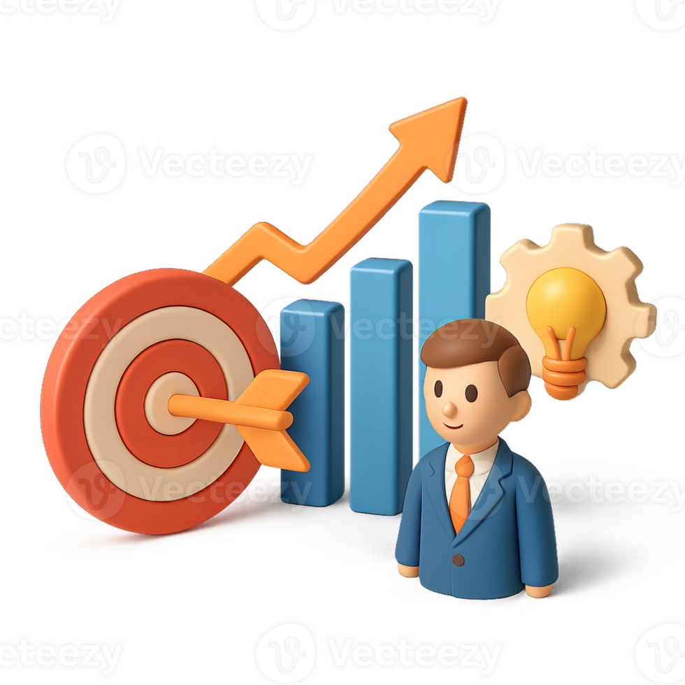 3D Business Growth Strategies for Simple Success Visualization png