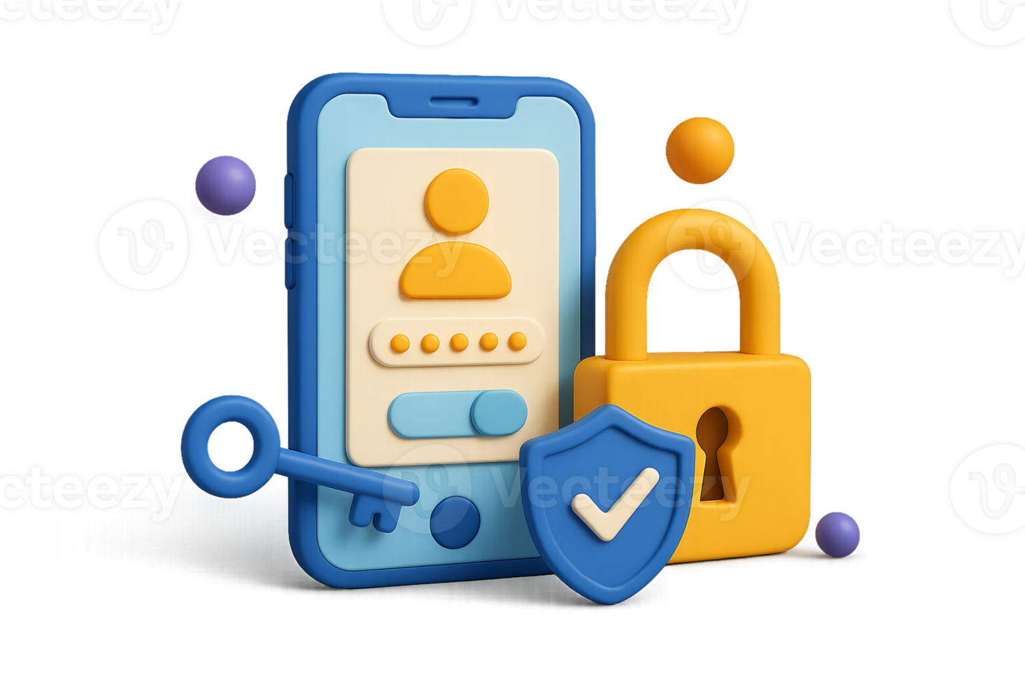 Secure Smartphone Design with Lock and Key Illustrations for Safety png