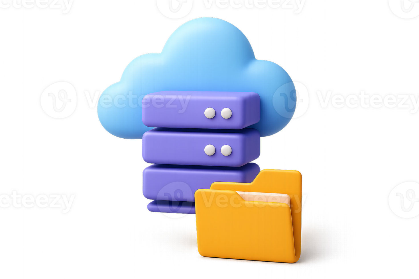 Simple 3D Cloud Data Composition for Digital Storage Concept png