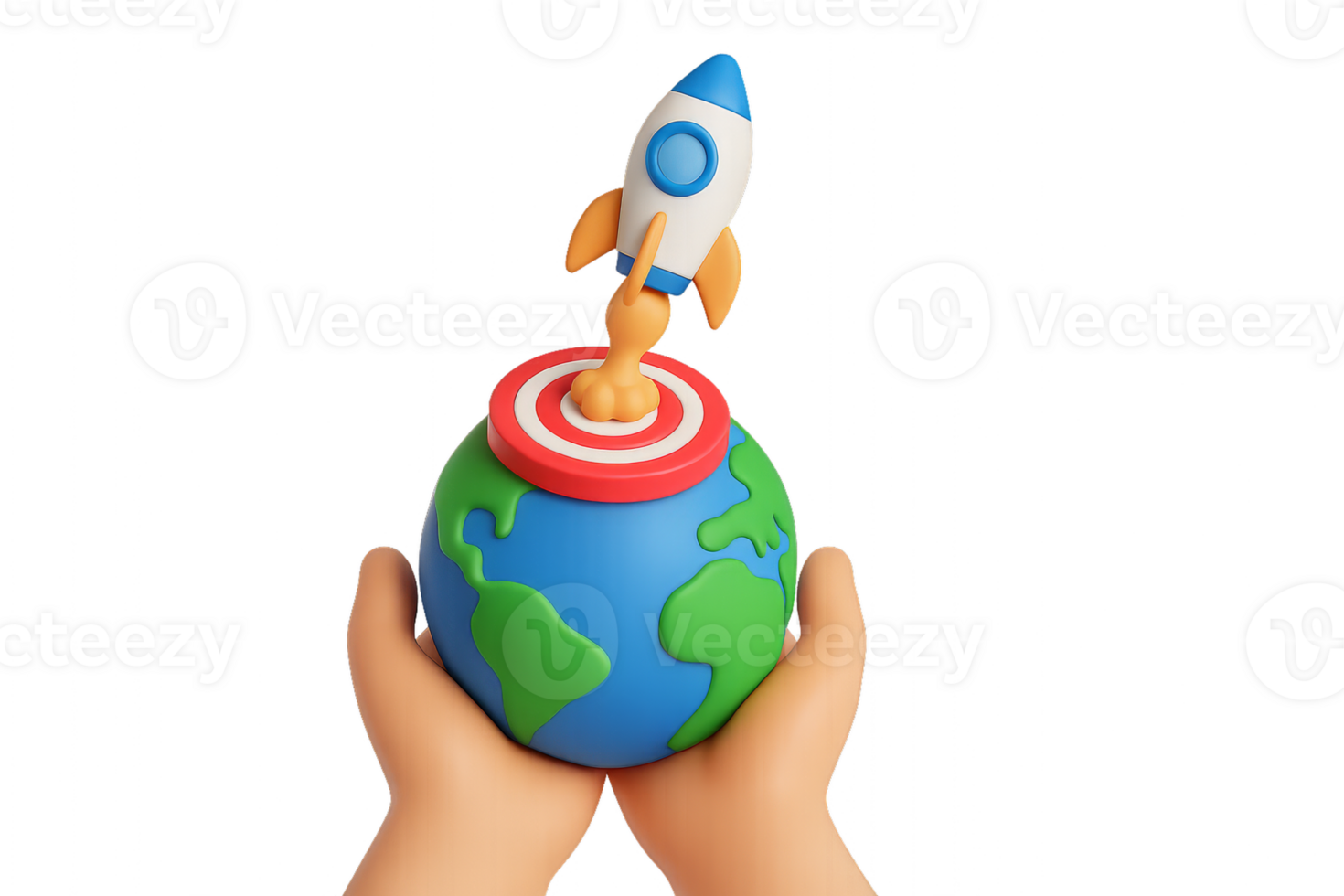Creative Concept of Business Growth with Rocket Launching from Earth png