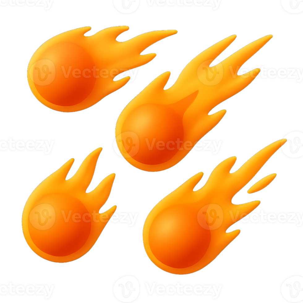 Dynamic 3D Fire Comets with Flames for Creative Projects and Designs png
