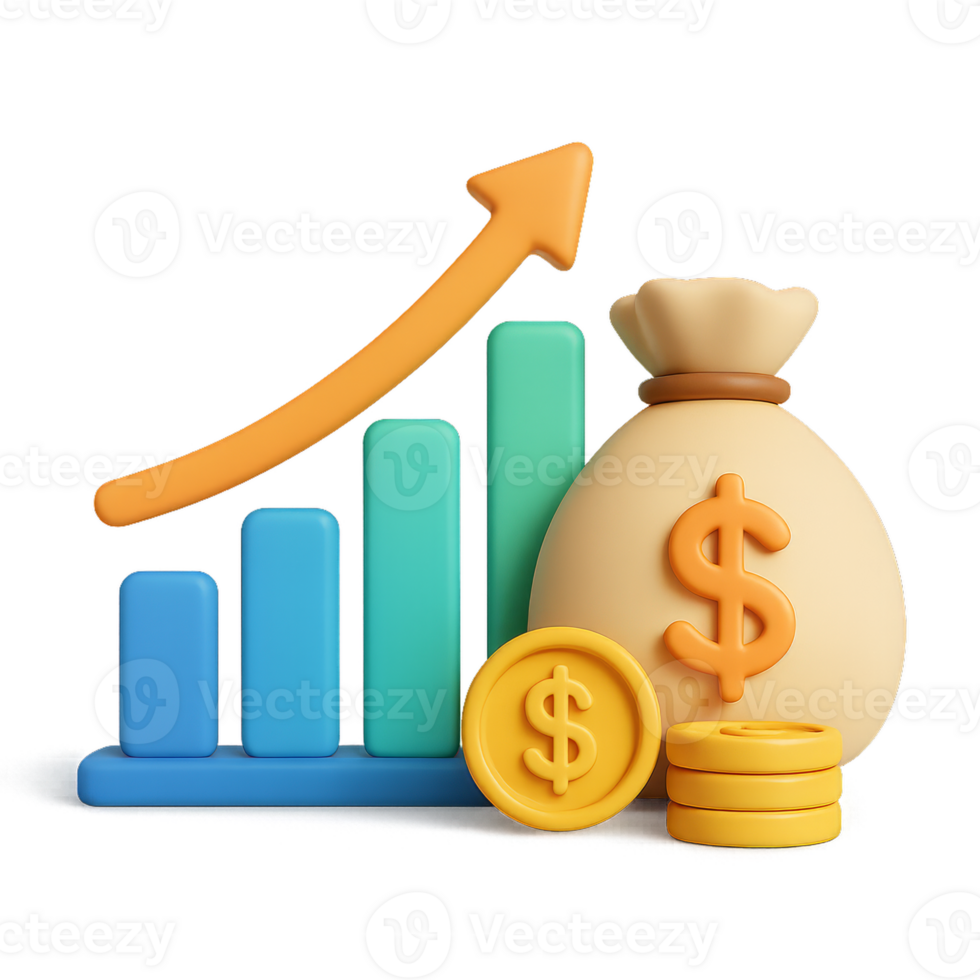Investment Growth and Profit Visualization with Money Assets png