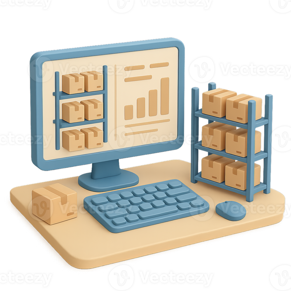 Simple 3D Warehouse Desk Scene for Creative Projects and Designs png