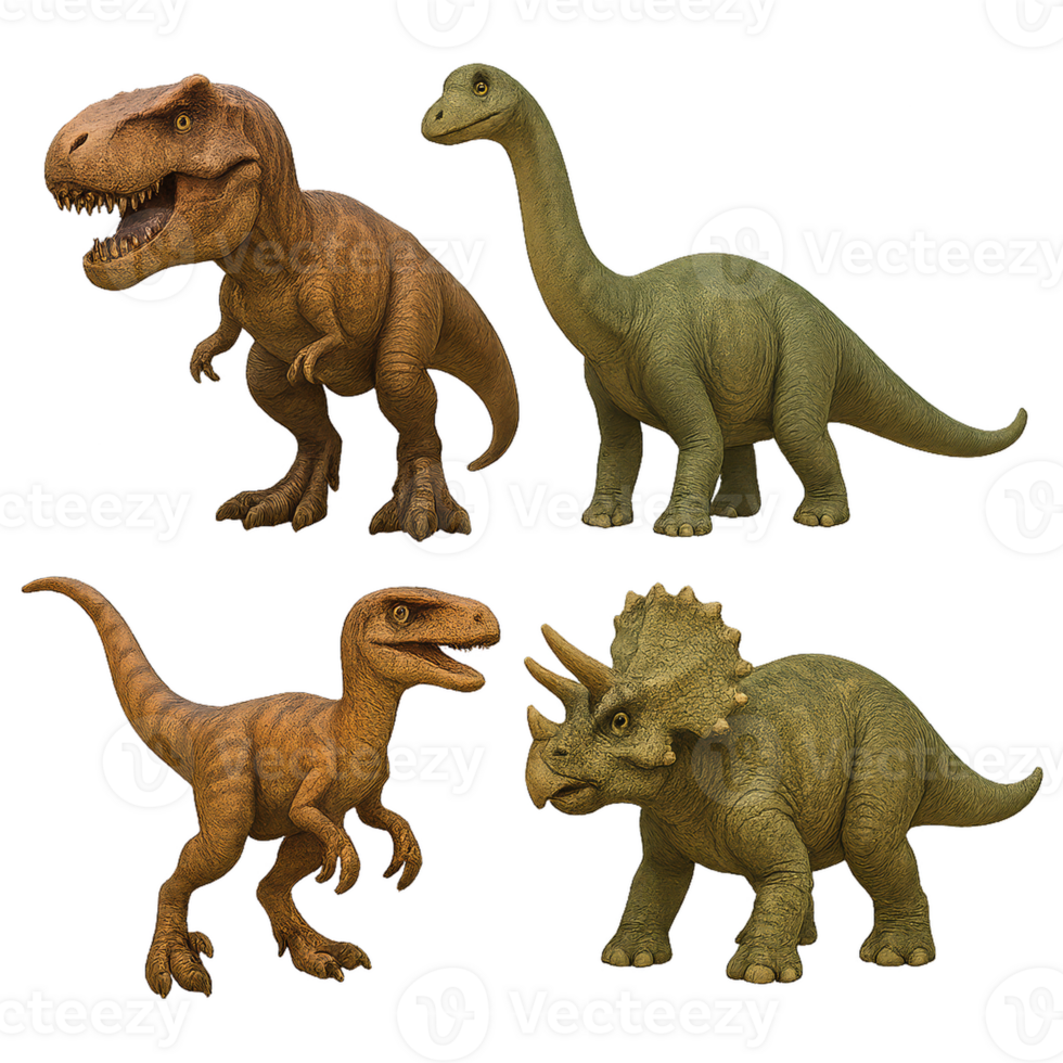 Colorful 3D Dinosaur Models for Educational and Display Purposes png