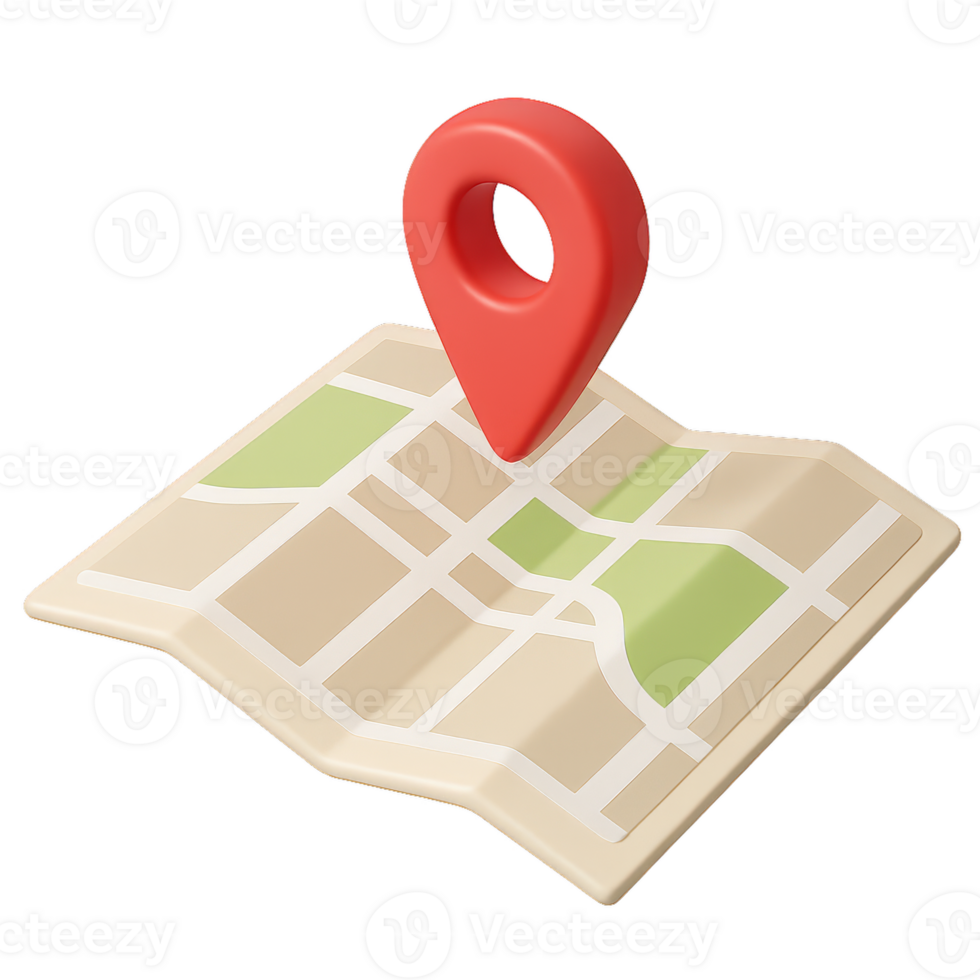 3D Map Locator Design with Pin on Simple Layout for Navigation png