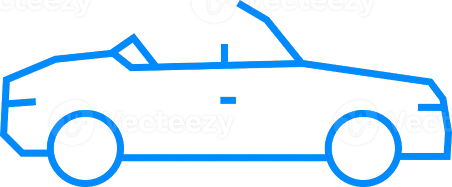 Simple Outline of a Convertible Car in Blue Color Line Art png