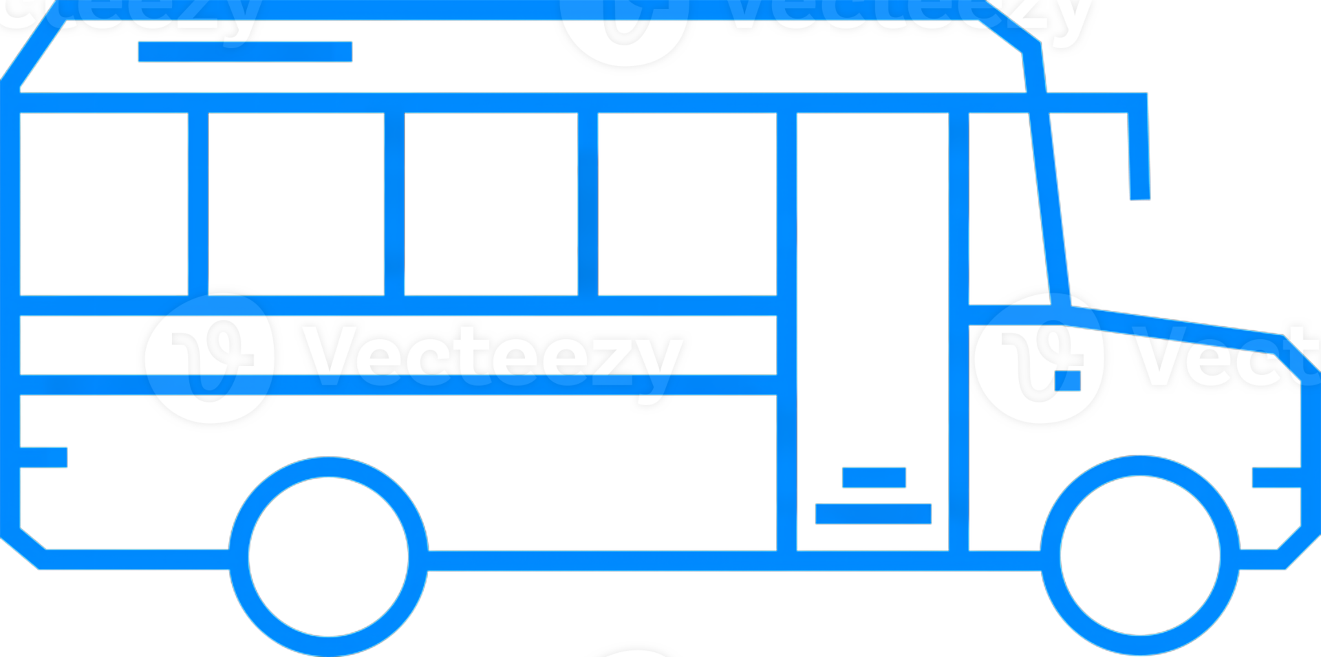 Outline of a Classic Bus in Blue Color and Simple Design png