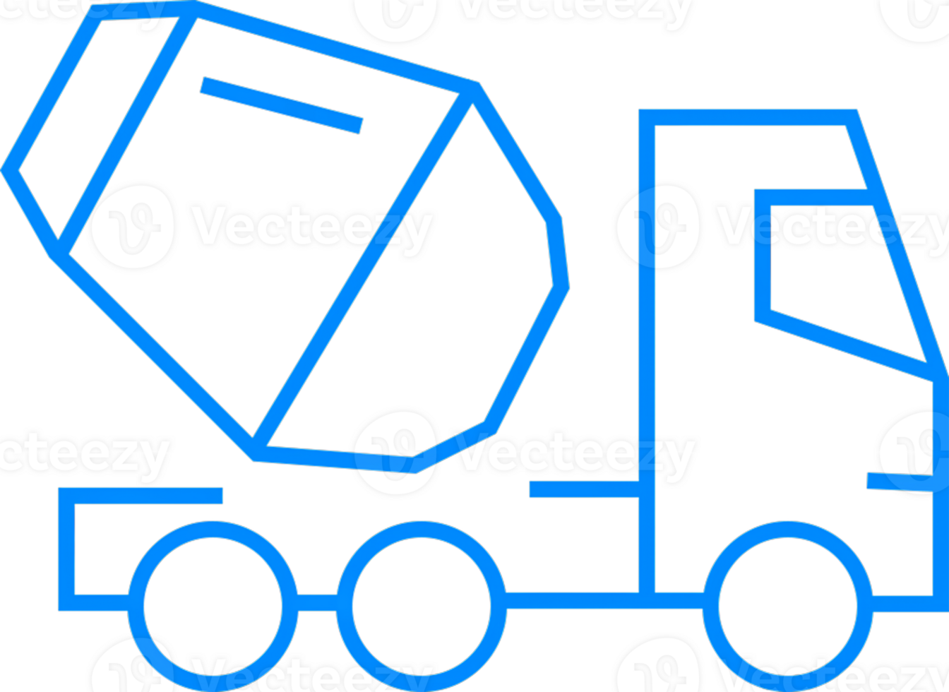 Outline of a Cement Mixer Truck in Minimalist Style Illustration png