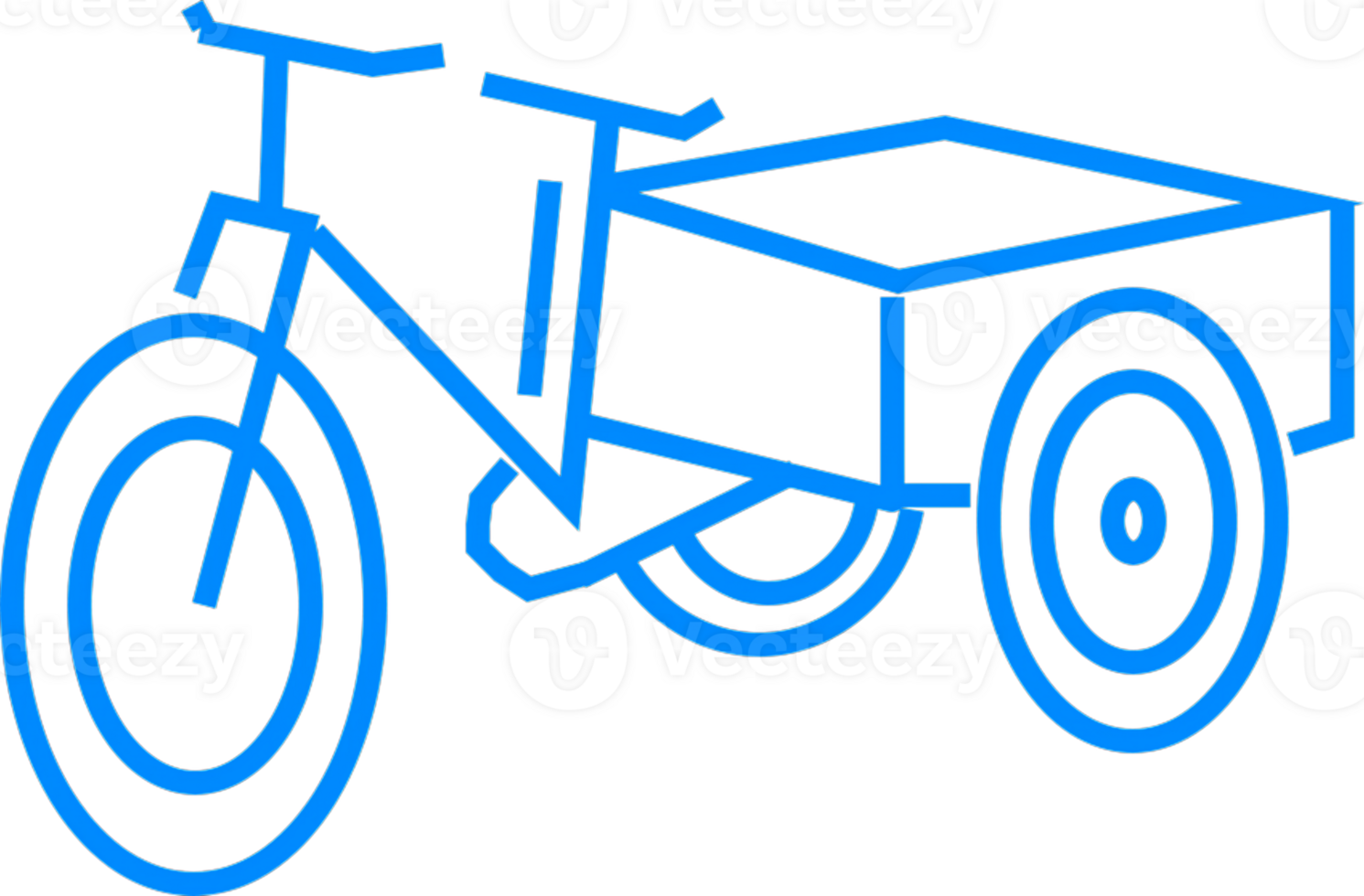 Blue Line Art of a Bicycle with Cargo Trailer Design Concept png