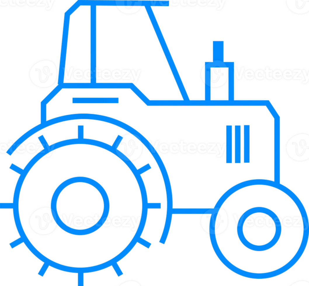 Outline of a blue tractor for agricultural machinery illustration png