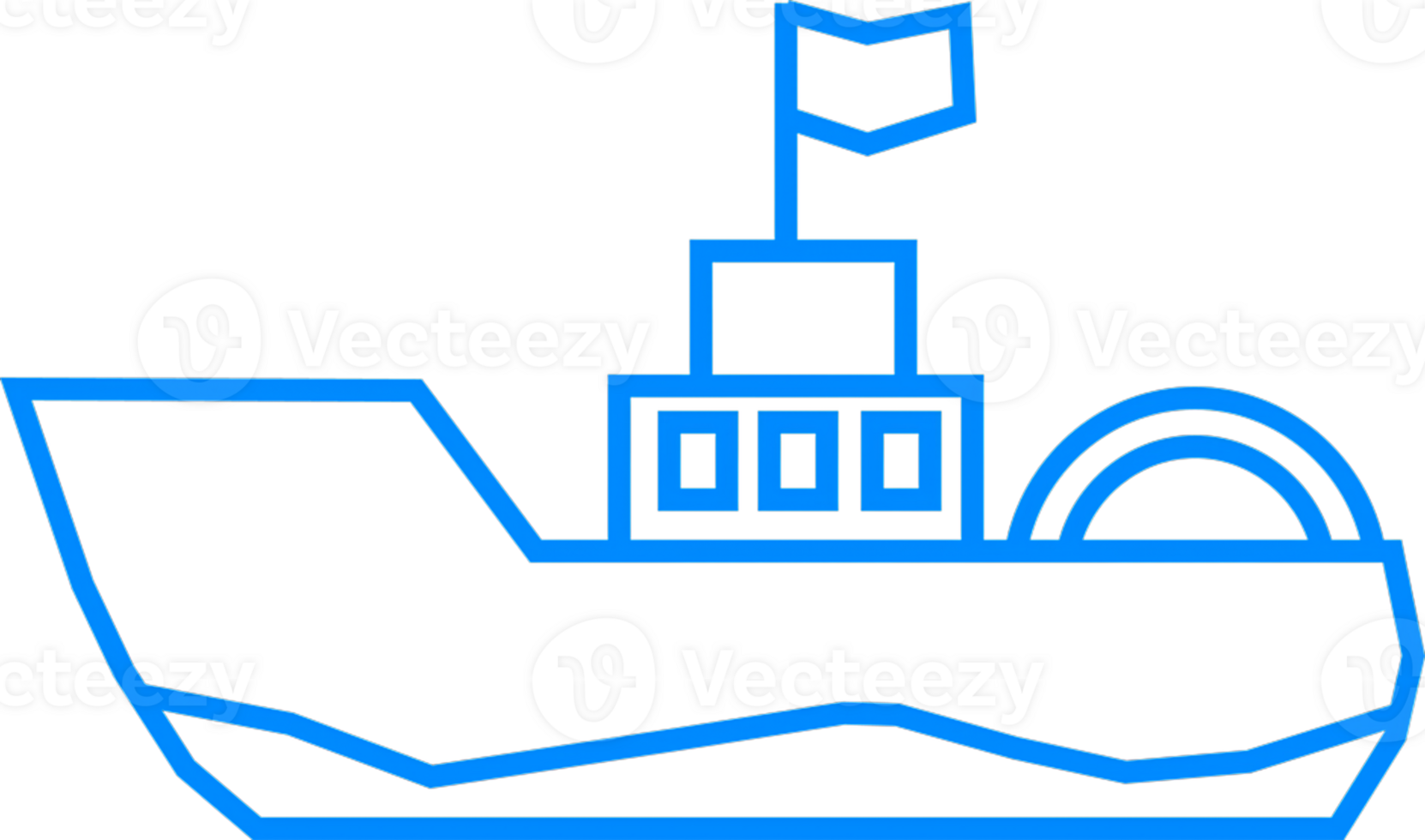 Simple Line Art of a Boat with a Flag and Circular Design Elements png
