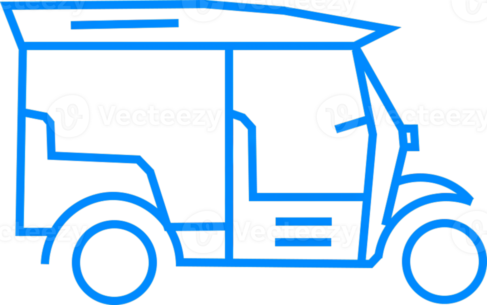 Outline of a Three-Wheeled Auto Rickshaw in Blue Color png