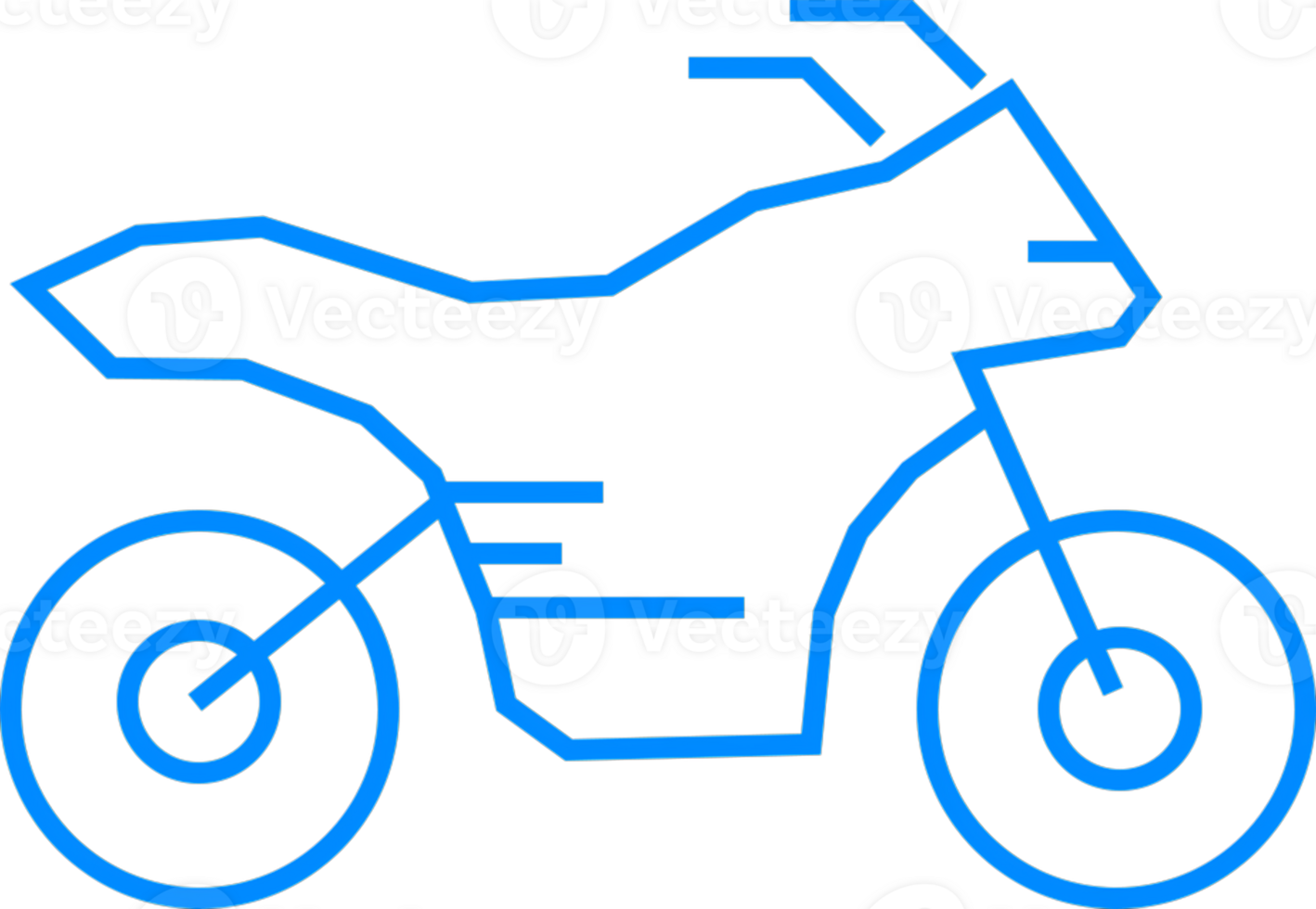 Blue Line Art of a Motorcycle in Simple Outline Design png