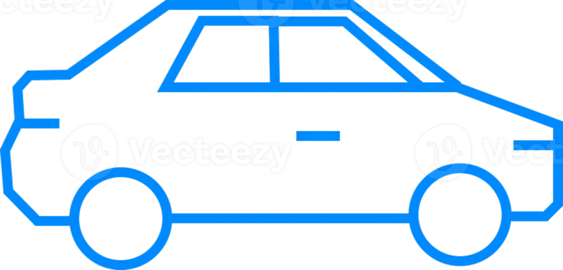 Simple Line Art Car Icon in Blue Color on a Transparent Background png