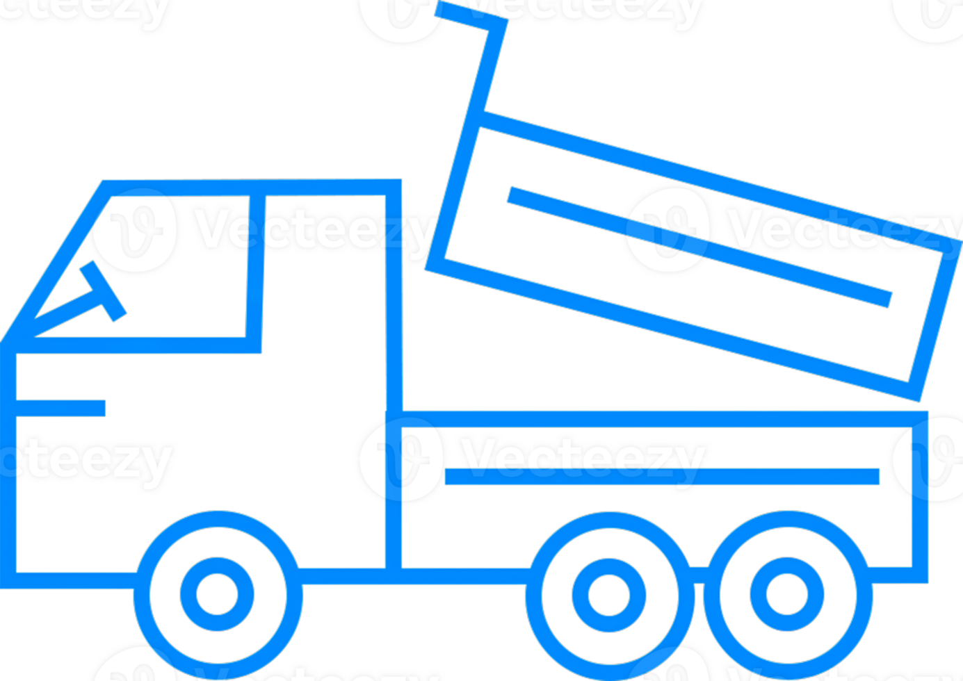 Blue Outline of Dump Truck in Simple Cartoon Style Illustration png