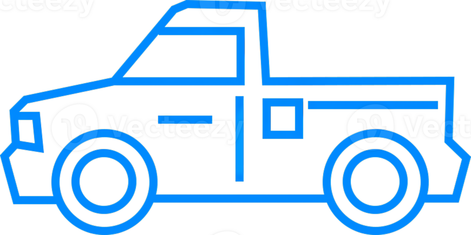 Blue Outline of a Pickup Truck in Flat Design Style png