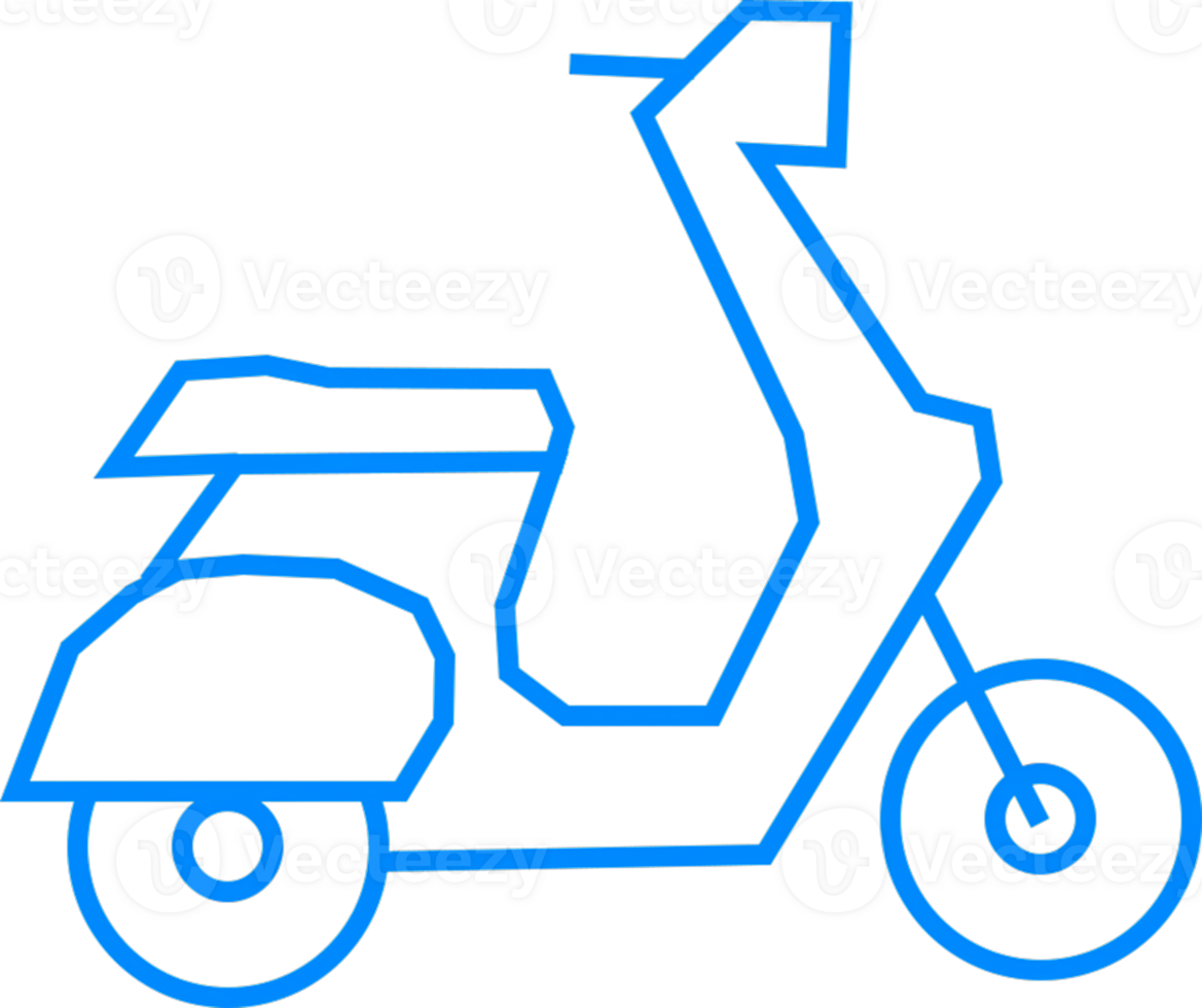 Blue Line Art of a Scooter with a Unique Design and Arrow Sign png