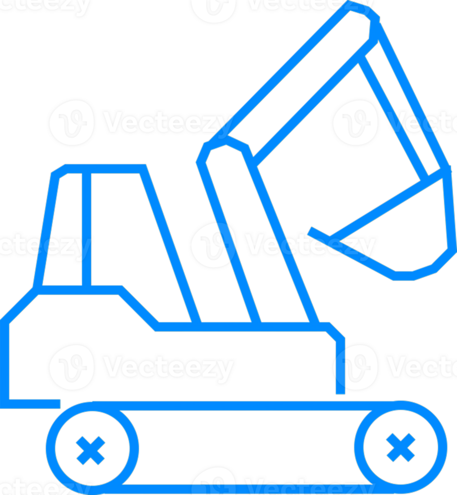 Blue Outline Illustration of Construction Equipment on White Background png