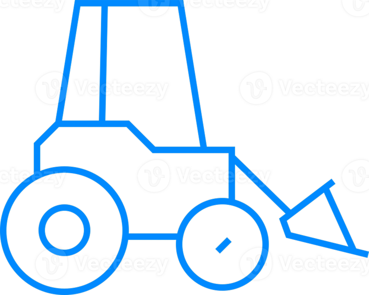 Blue Outline of Excavator Machinery for Construction Projects png