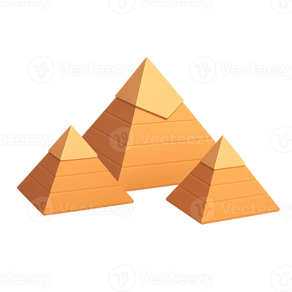 Simple 3D Illustration of Egyptian Pyramids in Orange Tones png
