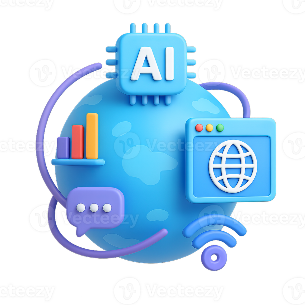 Modern Illustration of AI Connectivity and 3D Internet Concepts png