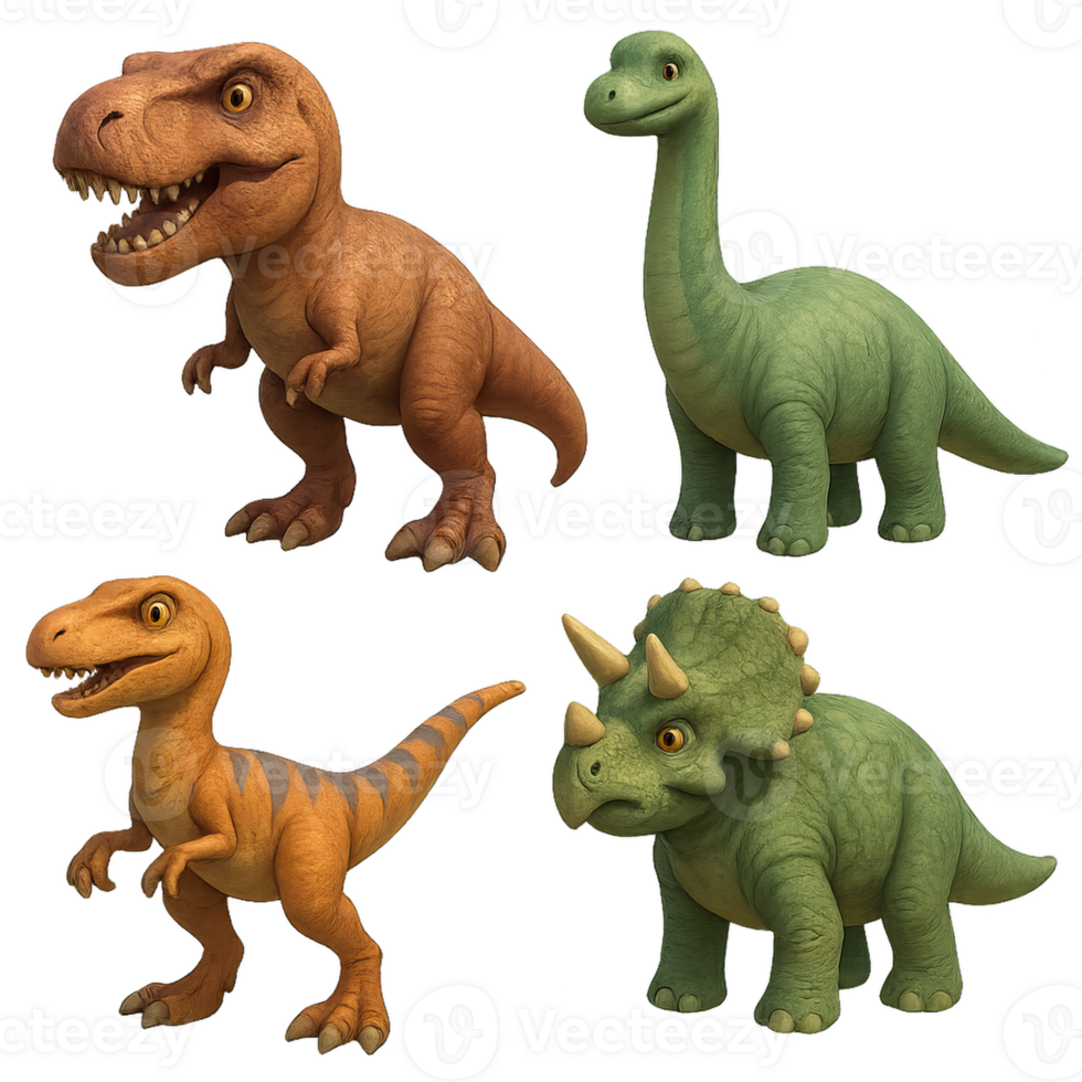 3D Rendered Dinosaurs for Display in Colorful and Engaging Design png