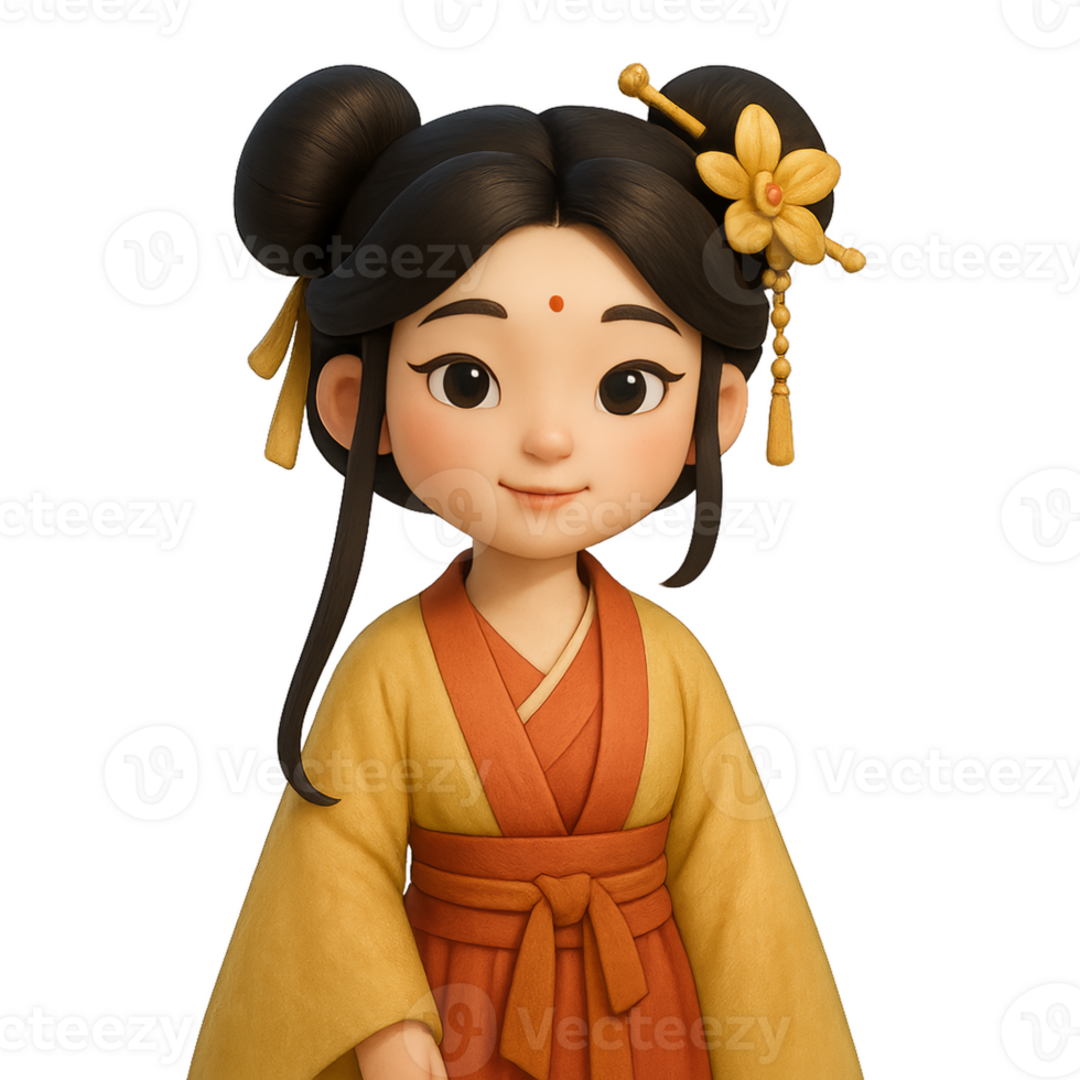 Cartoon Character in Traditional Ancient Chinese Clothing png