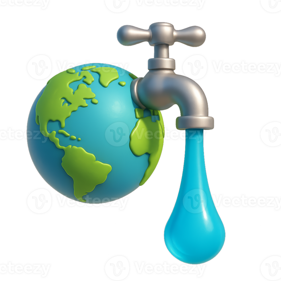 3D Earth Waterfall Design with Simplistic Style and Vibrant Colors png