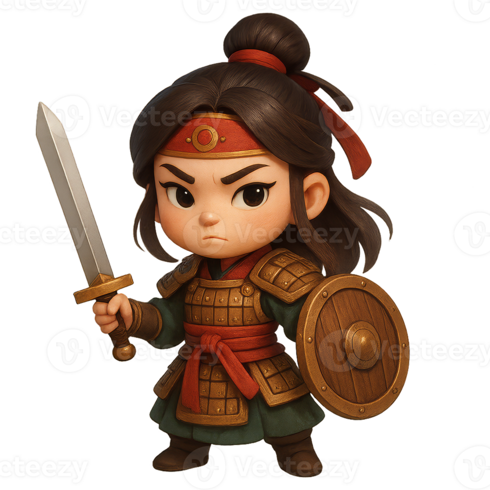 Ancient Cartoon Warrior Character with Sword in a Simple Design png