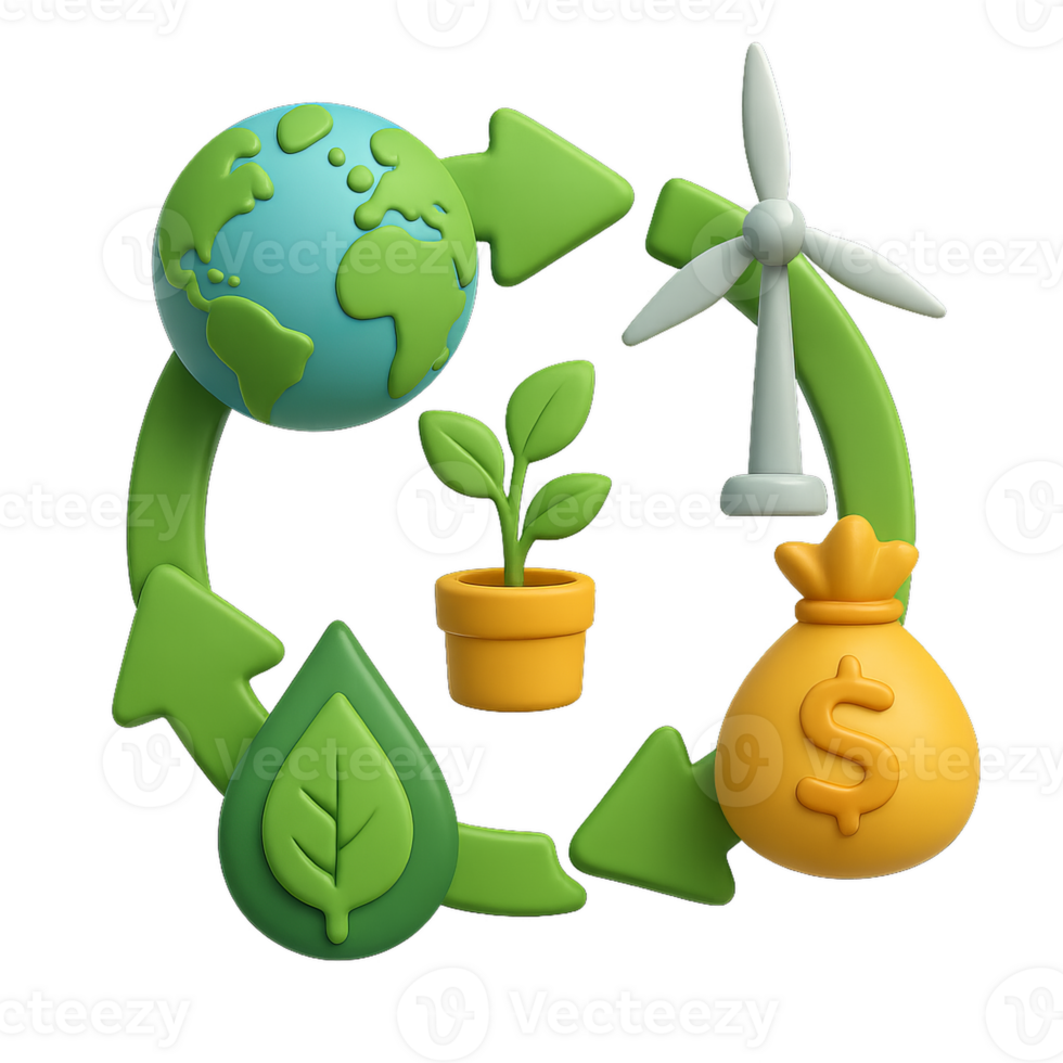 Simple Bio Circular Economy Concept with Green Elements png