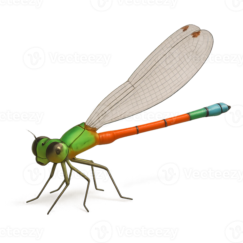 3D Model of Agriocnemis Dragonfly in Simple and Colorful Design png
