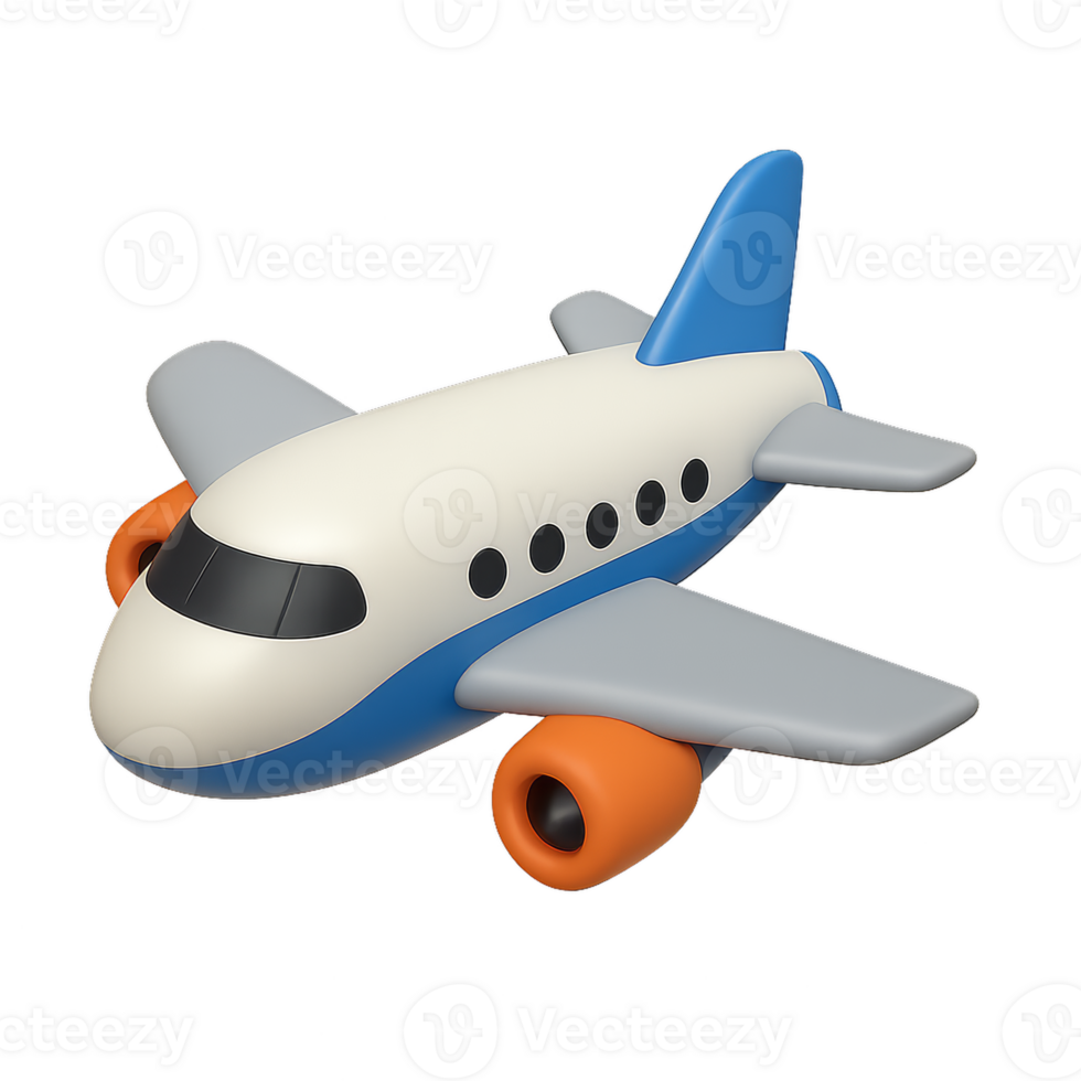 Simple 3D Airplane Isolated on White Background for Creative Use png