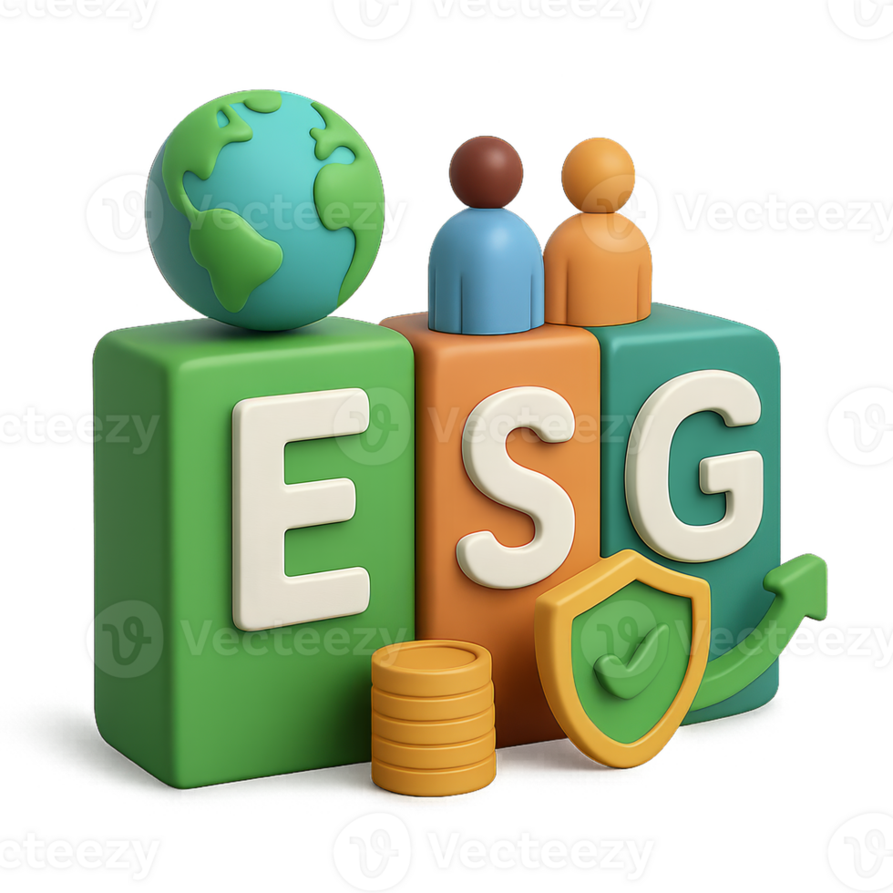 3D Elements for ESG Concepts in Simple Composition png