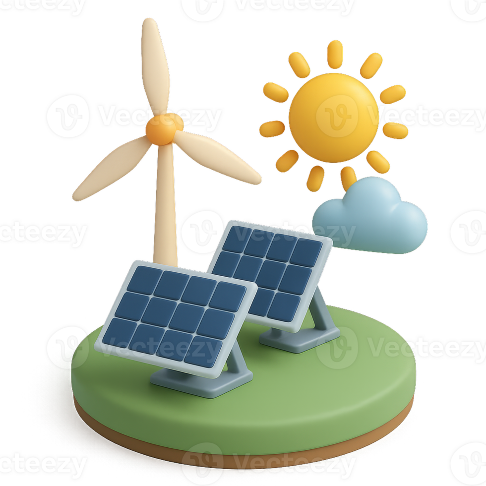 Simple 3D Design of Clean Energy Concepts with Solar and Wind Power png
