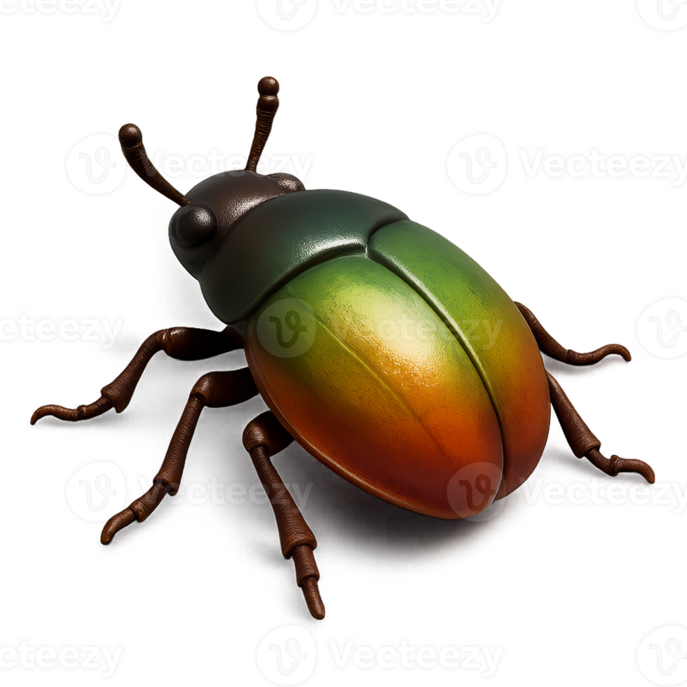Colorful 3D Beetle Figure with Smooth Shiny Finish png