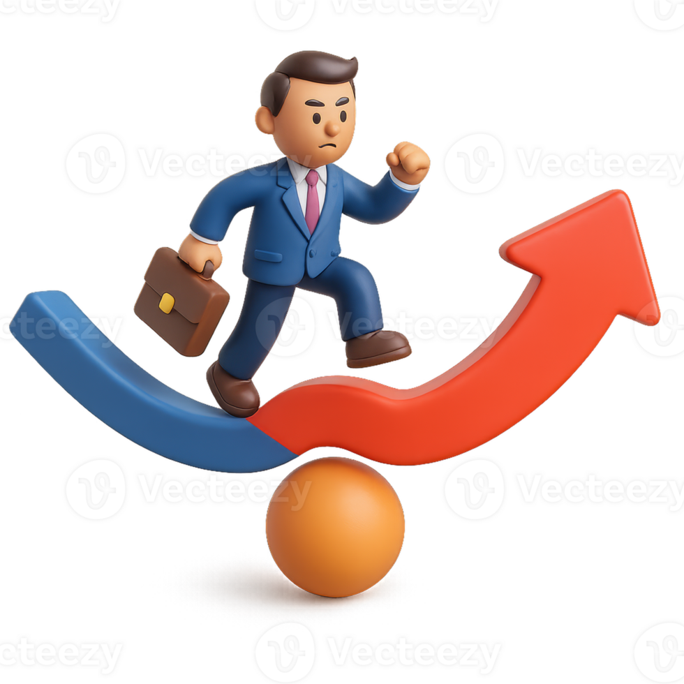 Business Model Shift Concept with Cartoon Character and Graph png