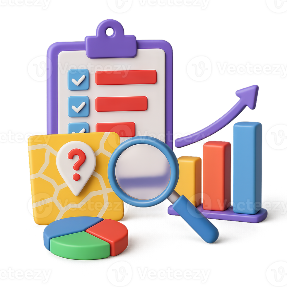 Colorful Market Research Visualization with Simple Elements png