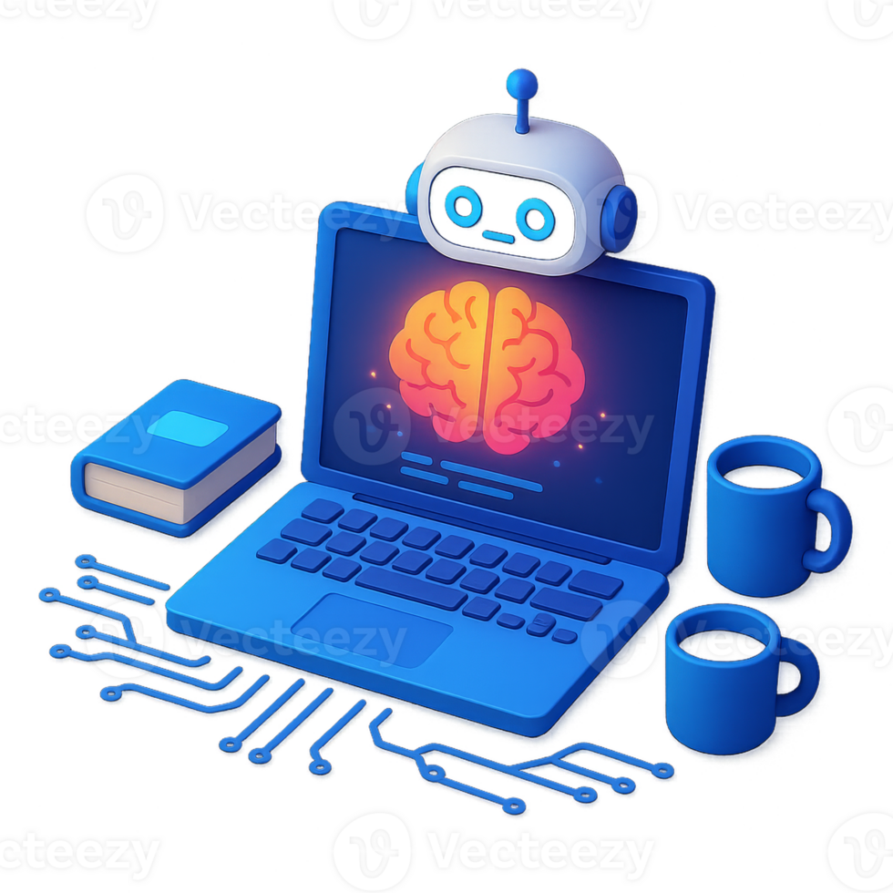 simples auto Aprendendo computador sistemas com criativo digital elementos png