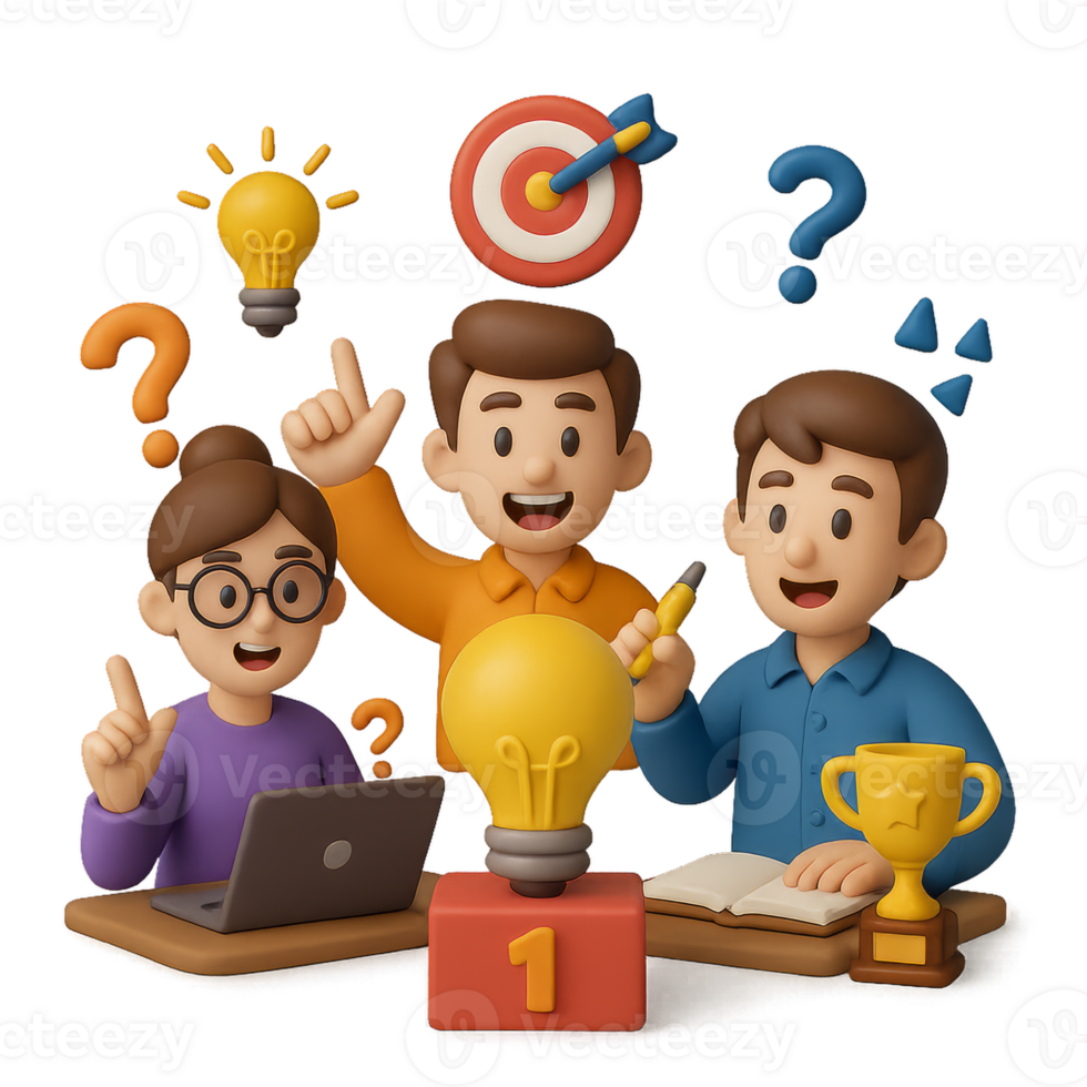 Creative Team Brainstorming Ideas for Competition Success png