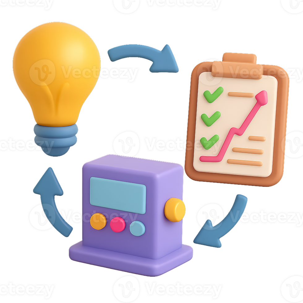 Innovative Prototype Visualization Concept with Light Bulb and Checklists png
