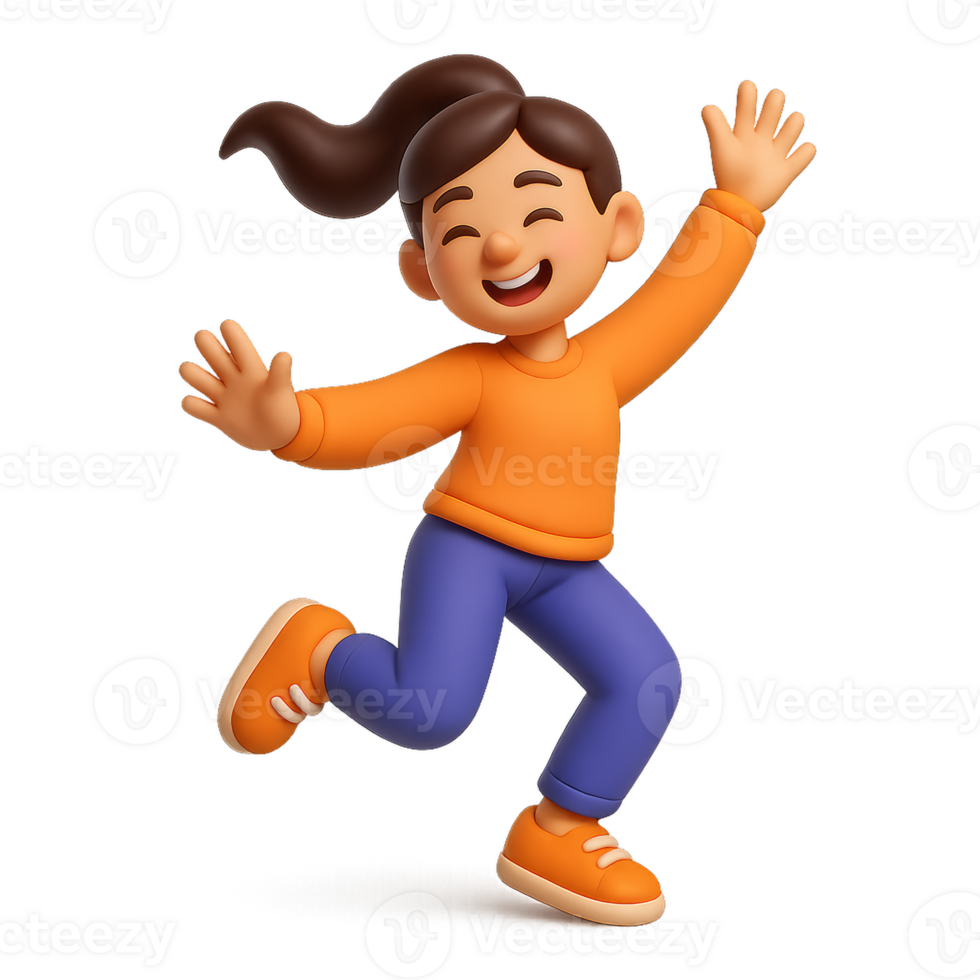 3D Silhouette of a Dancing Character with Joyful Expression png