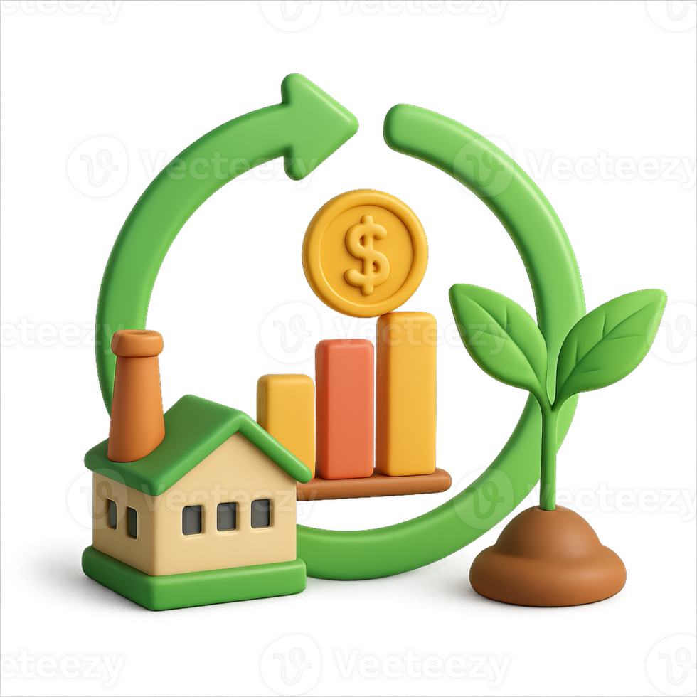 Conceptual Illustration of Sustainability and Economics in Simple Design png