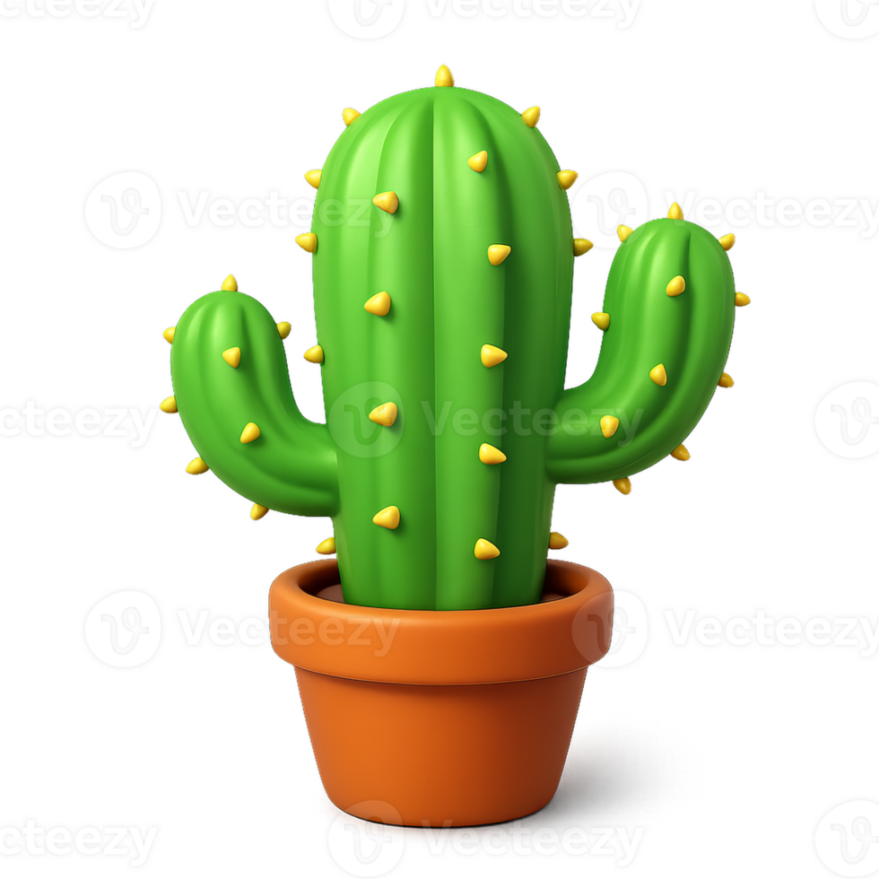 Simple 3D Cactus Design in a Pot for Creative Projects and Concepts png