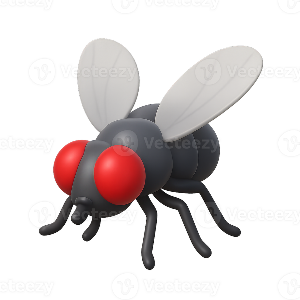 3D Render of a Simple Fly Model with Colorful Details png