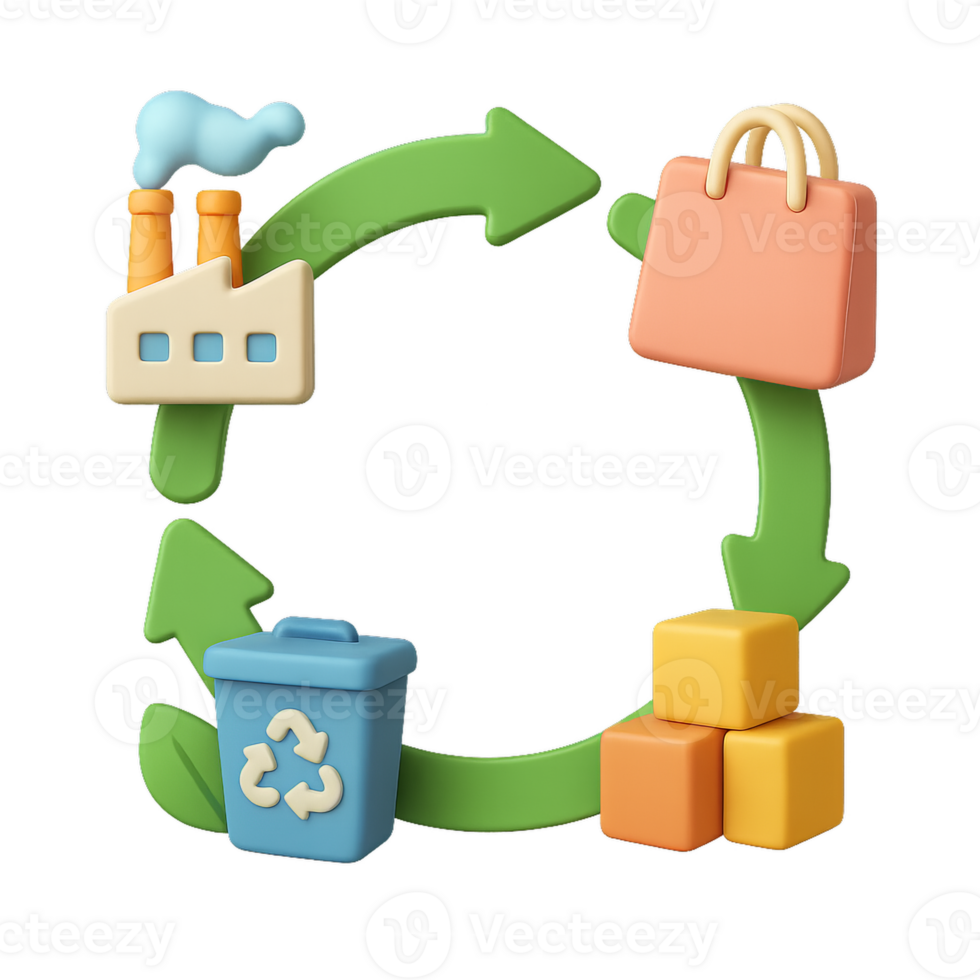 Visual Representation of Circular Economy Principles in Simple Terms png