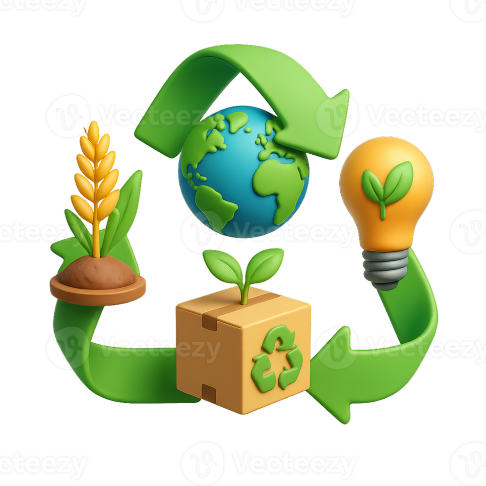 Simple Bio Circular Economy Concept with Eco-Friendly Elements png
