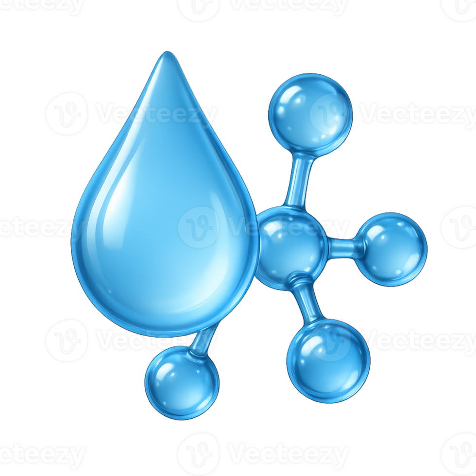 3D Visual of Ingredients with Droplet and Molecular Structure png