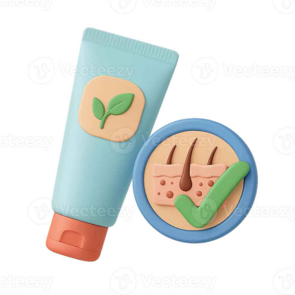 3D Dermatologist Approved Skincare Cream Tube with Checkmark Symbol png