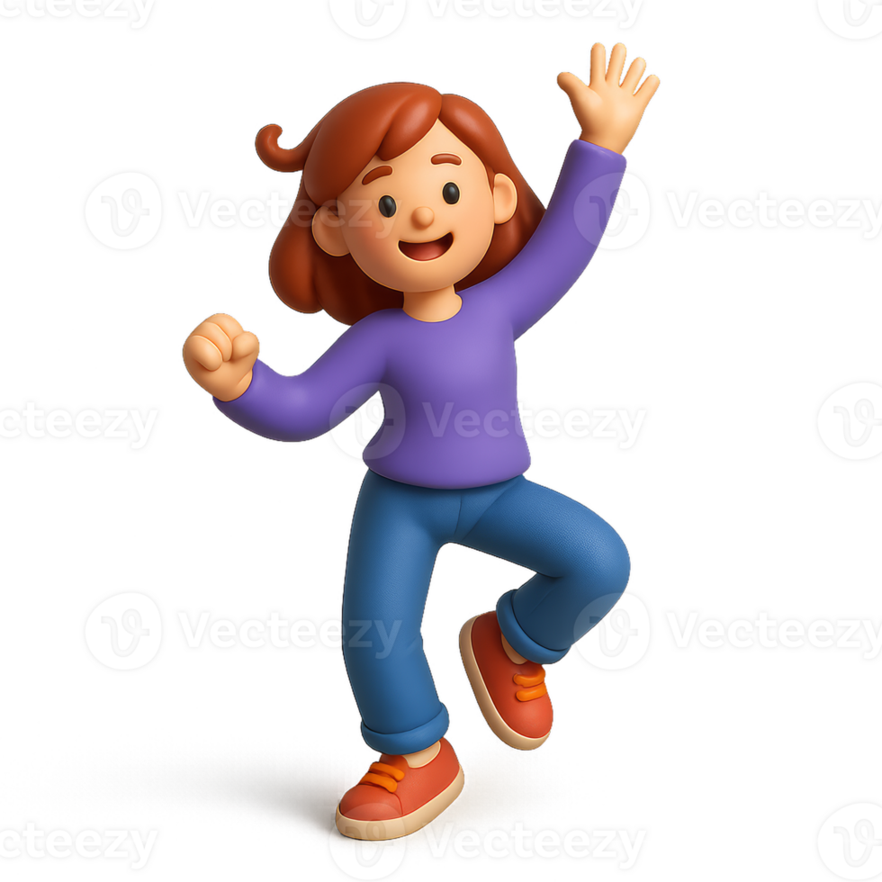 3D Silhouette of Dancing Character in Playful Pose png
